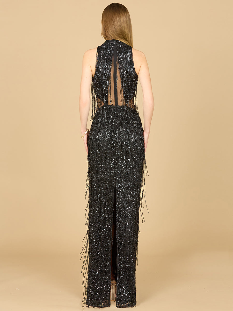 Lara Dresses 9973 Beaded Long Evening Fringe Formal Prom Dress