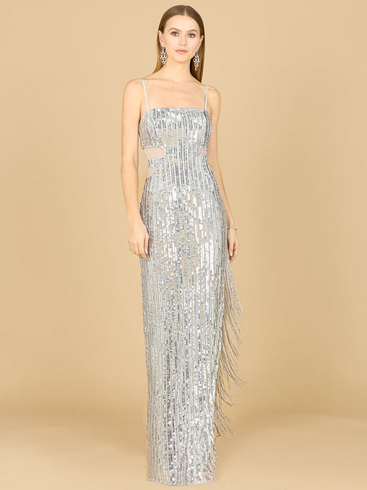 Prom Dresses Long Fitted Formal Beaded Sequin Prom Dress Silver