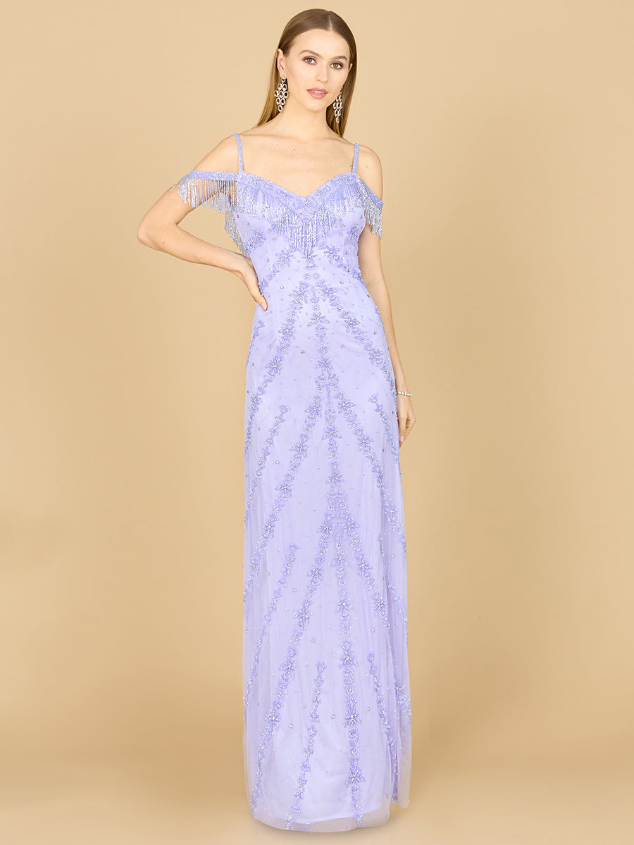 Lara Dresses 9980 Prom Long Beaded Fringe Formal Dress