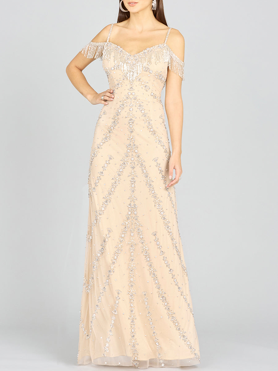 Lara Dresses 9980 Prom Long Beaded Fringe Formal Dress