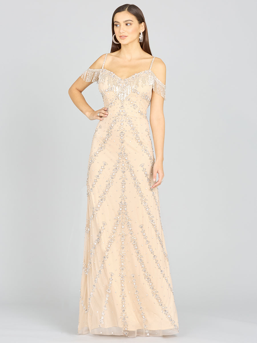 Lara Dresses 9980 Prom Long Beaded Fringe Formal Dress