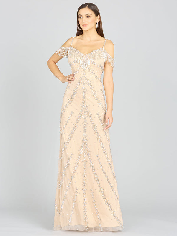Lara Dresses 9980 Prom Long Beaded Fringe Formal Dress