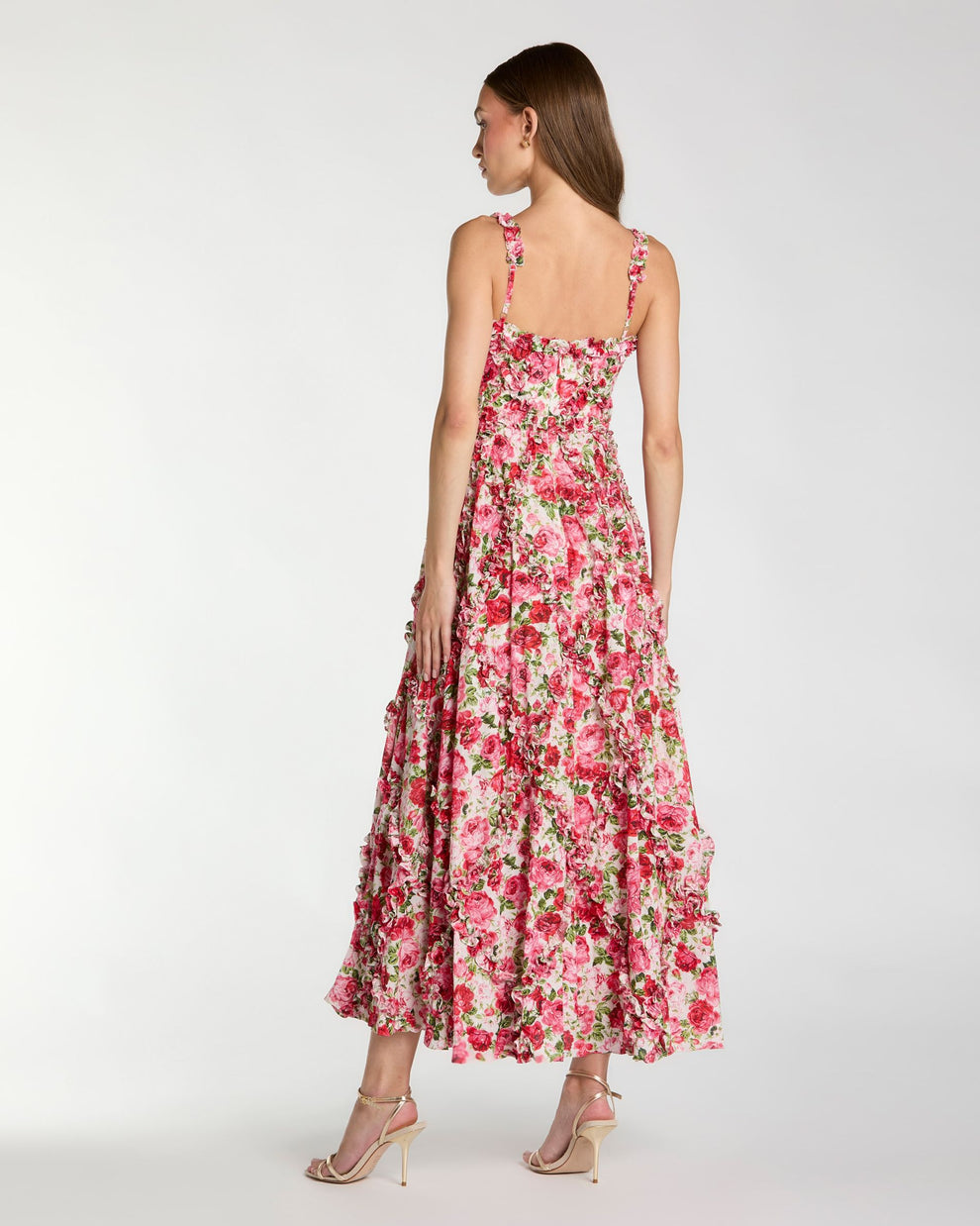 Cocktail Dresses Midi Petite Cocktail Floral Print A Line Dress Mac Duggal 998256P Pink Multi