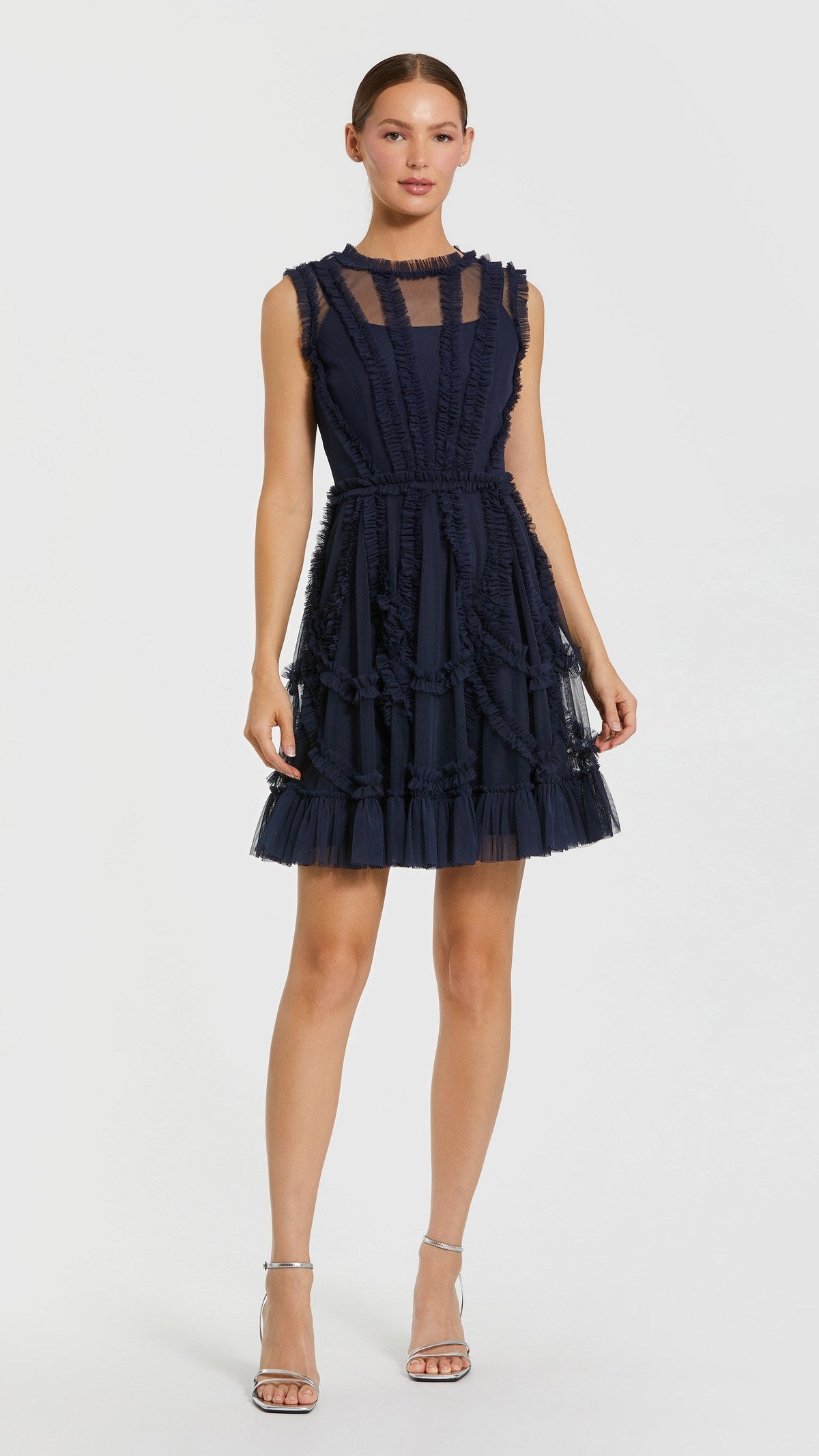 Mac Duggal style 998289P in Indigo, front view
