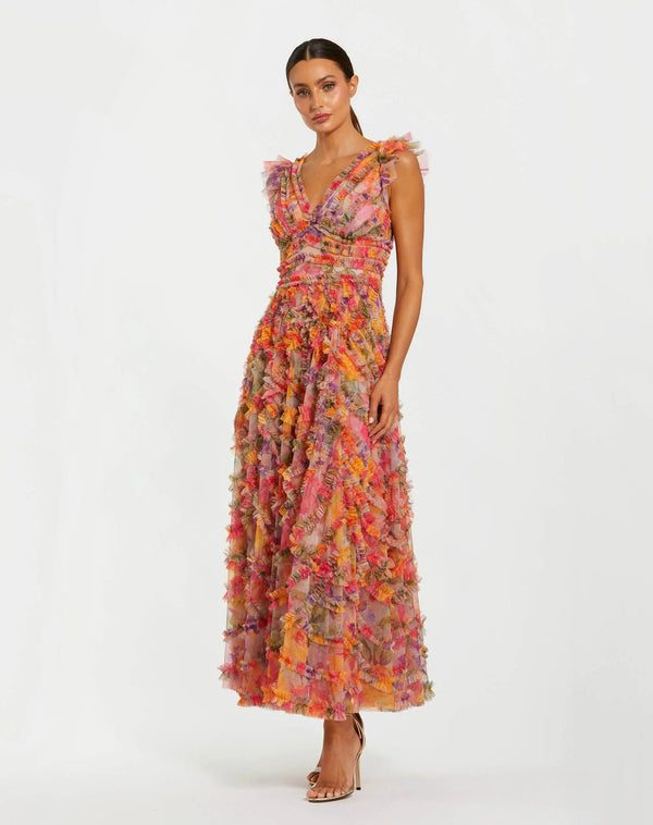 V-Neck Floor-Length Tulle Formal A-Line Mac Duggal 998303P