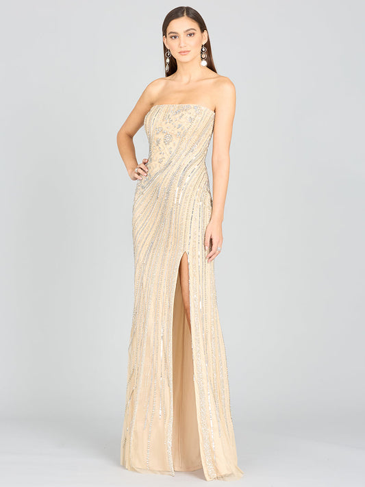 Prom Dresses Prom Long Beaded Formal Dress Nude/Silver