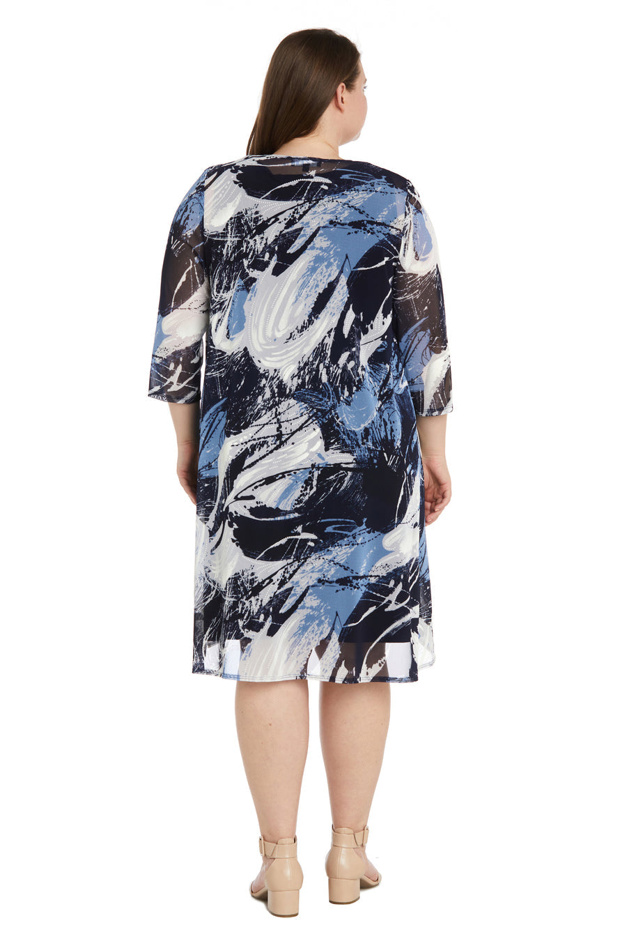 R&M Richards 9987W Short Mother of the Bride Dress Plus Size Jacket Dress