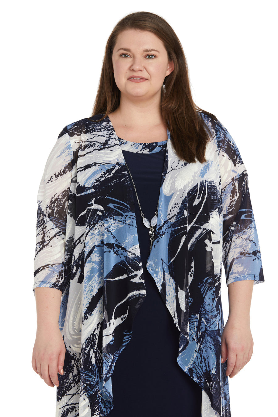 R&M Richards 9987W Short Mother of the Bride Dress Plus Size Jacket Dress