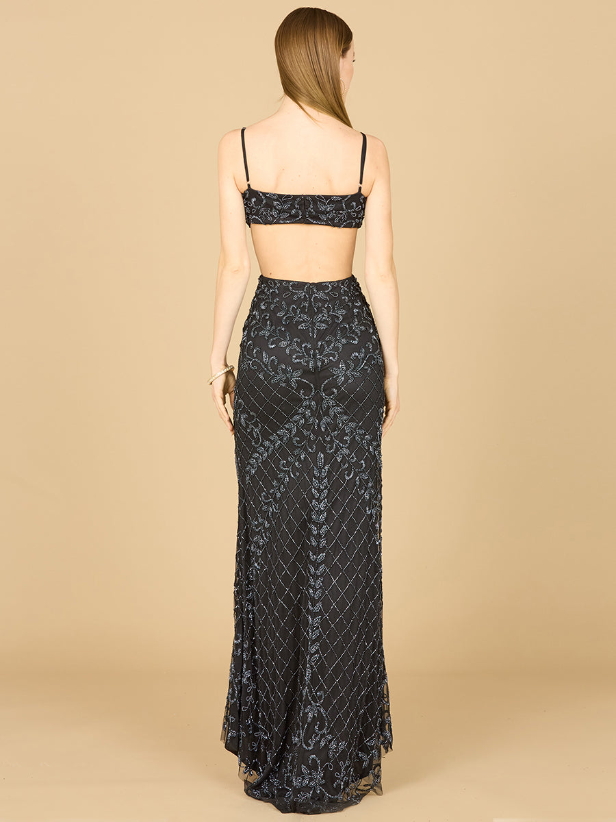 Prom Dresses Long Formal Beaded Prom Dress Black/Gunmetal