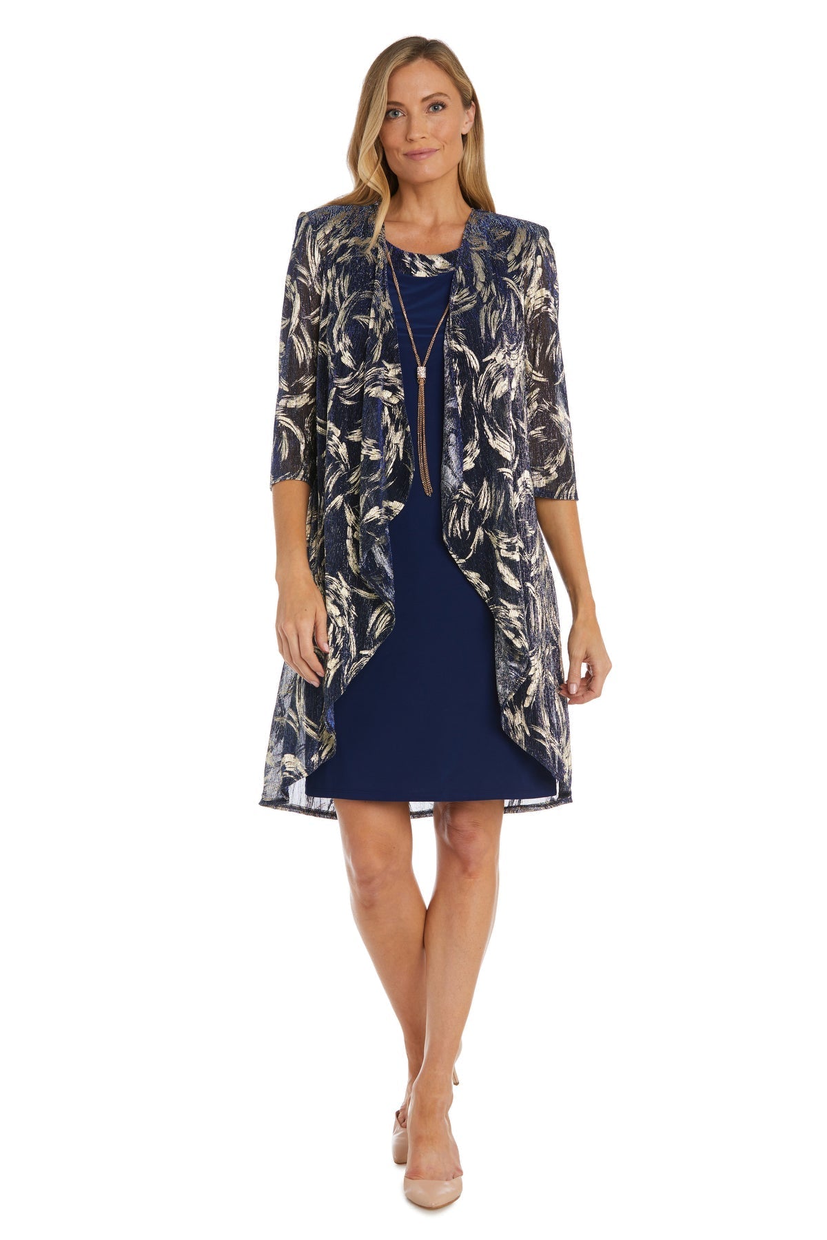 Mother of the Bride Dresses Metallic Pattern Short Jacket Mother of the Bride Petite Dress   Twilight/Gold
