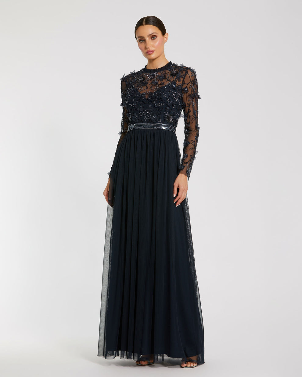 Crew/High-Neck Floor-Length Lace Occasion A-Line Mac Duggal 999132P