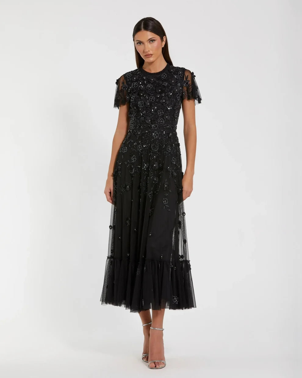 Crew High-Neck Tea-Length Tulle Formal A-Line Mac Duggal 999212P