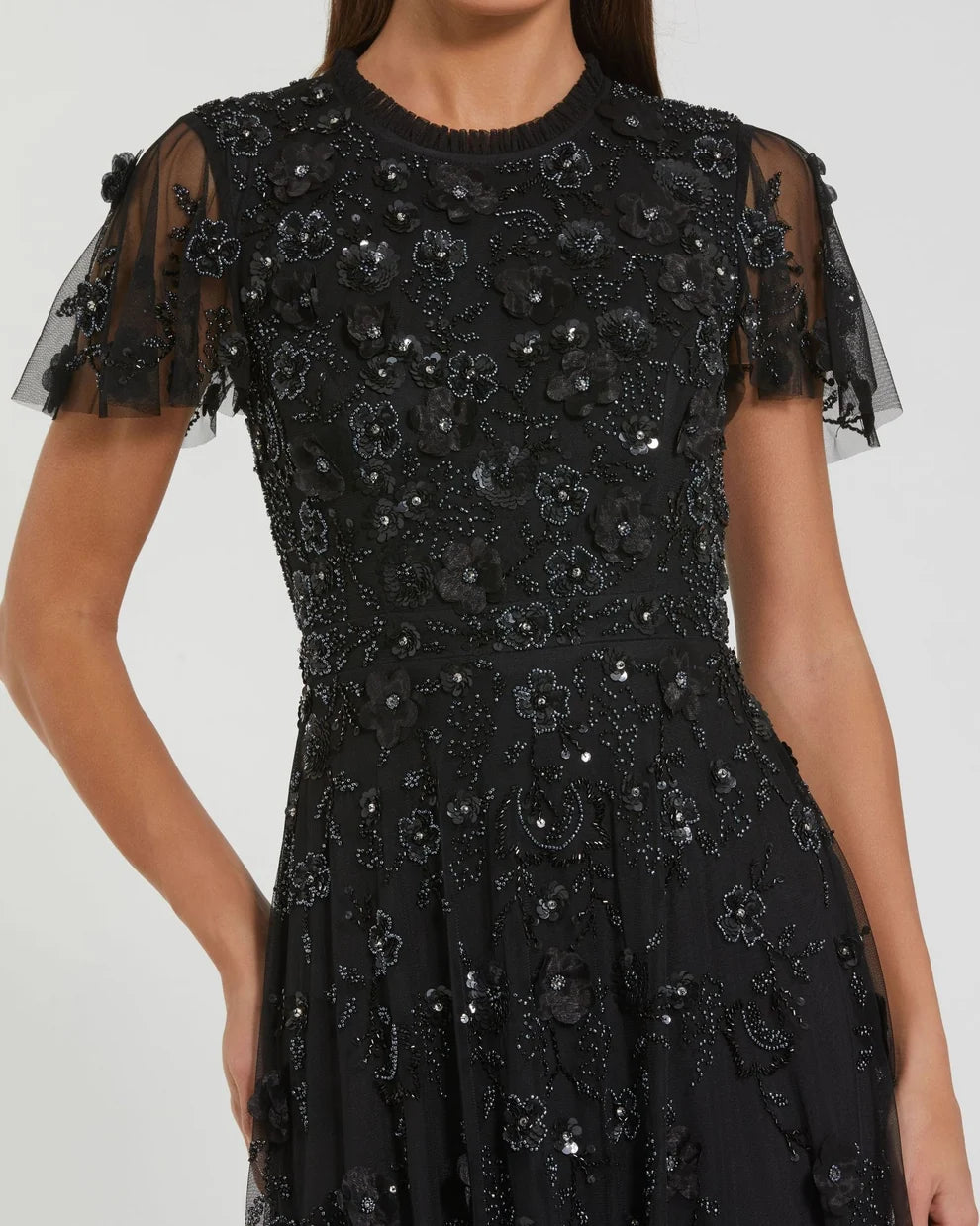 Crew High-Neck Tea-Length Tulle Formal A-Line Mac Duggal 999212P