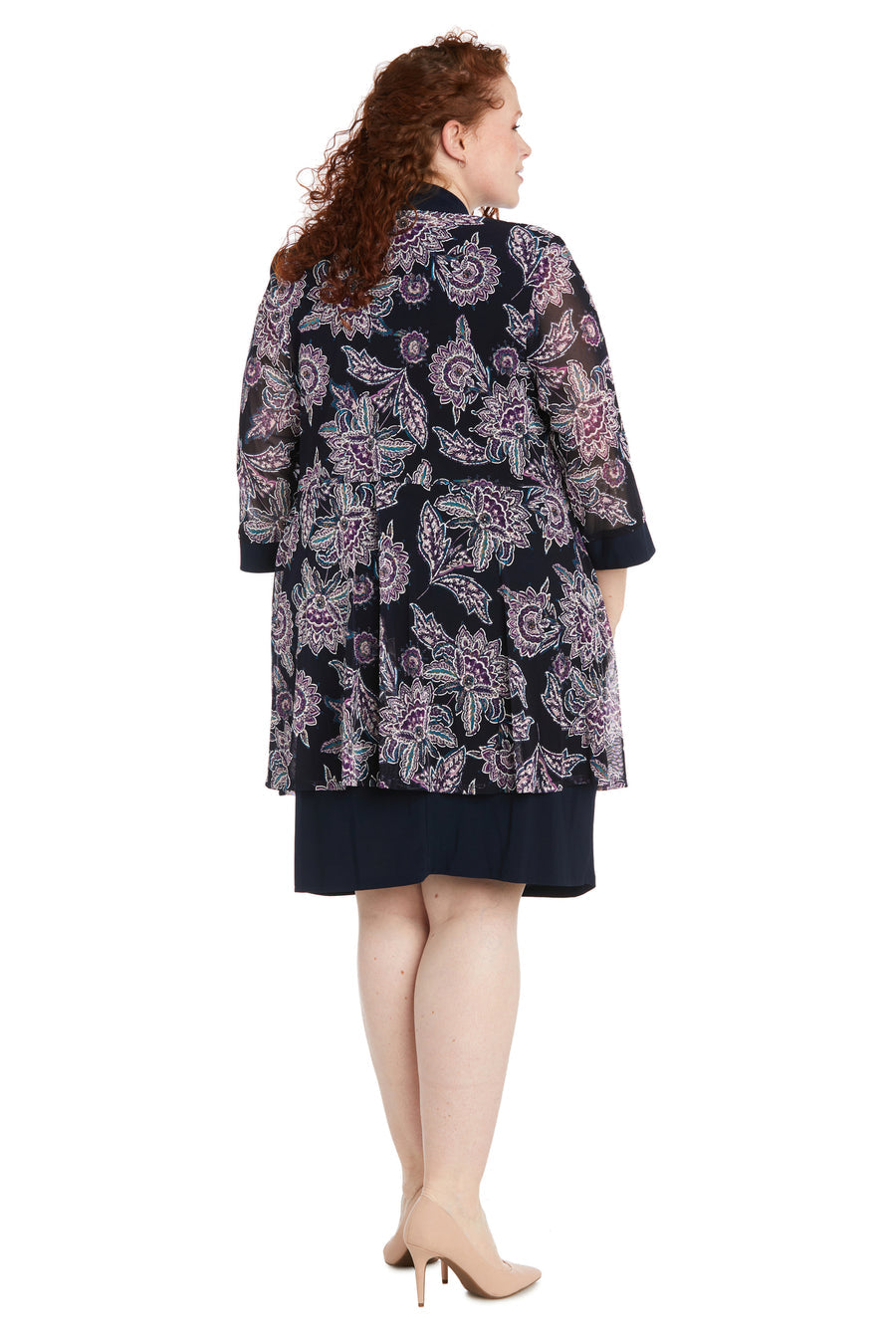 R&M Richards 9993W Plus Size Short Printed Jacket Dress