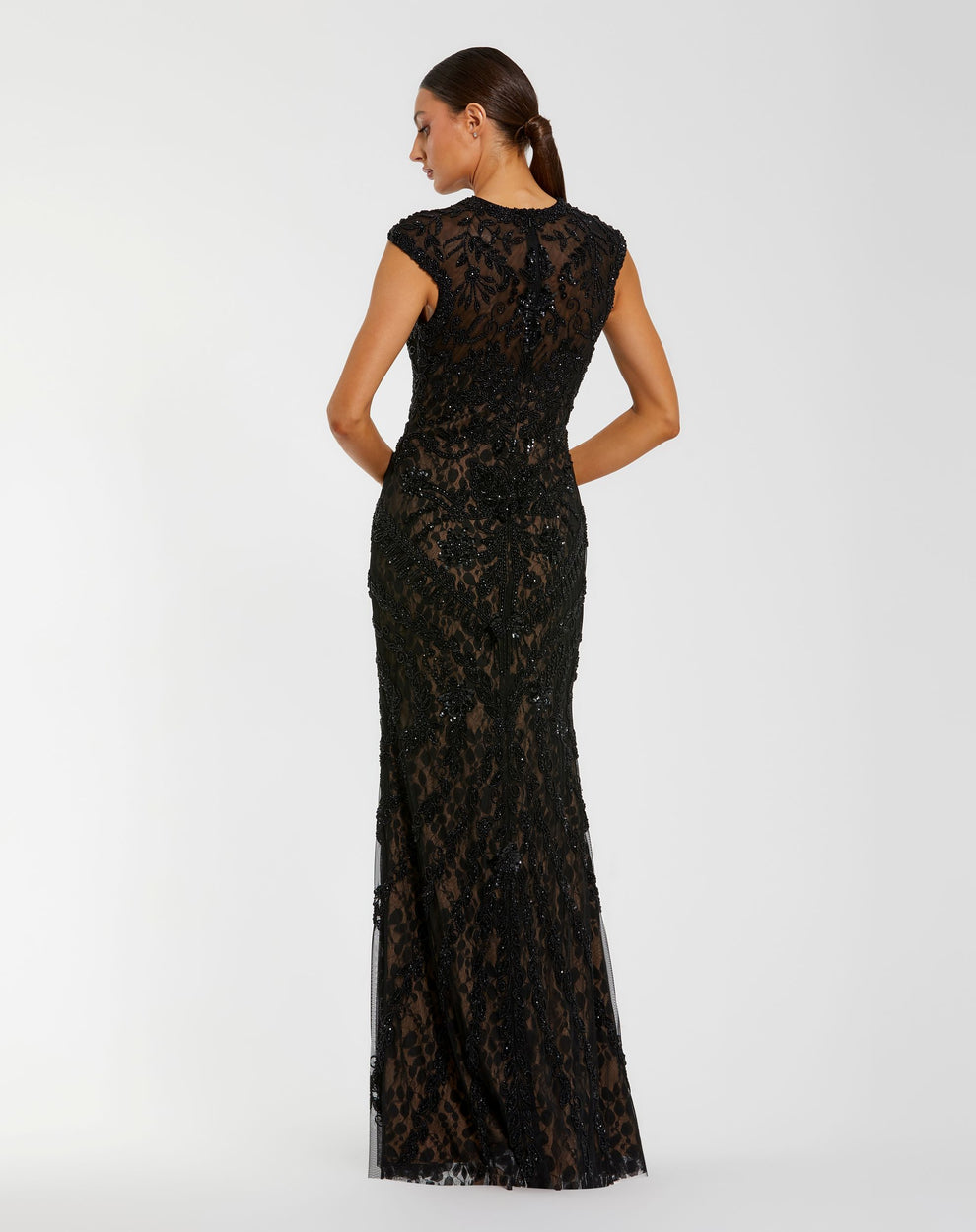 Crew/High-Neck Floor-Length Lace Formal Mermaid Mac Duggal 9994276P