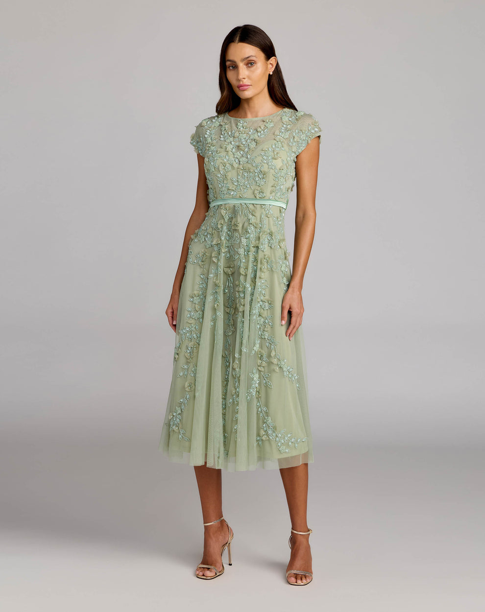 Short Floral Midi A Line Petite Cocktail Dress Mac Duggal 9994339P