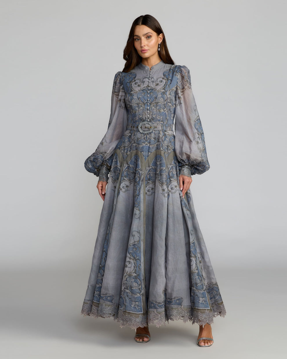 Crew High-Neck Floor-Length Organza Formal A-Line Mac Duggal 9994358P