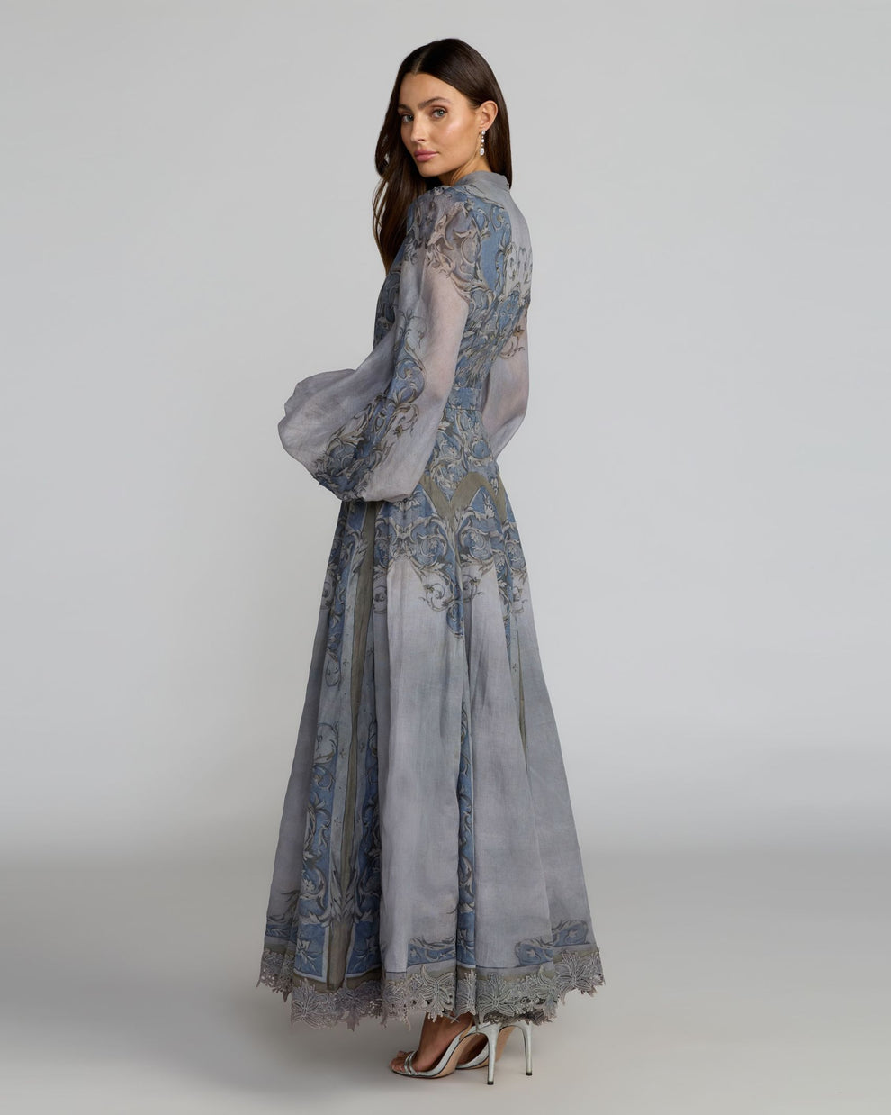 Crew High-Neck Floor-Length Organza Formal A-Line Mac Duggal 9994358P
