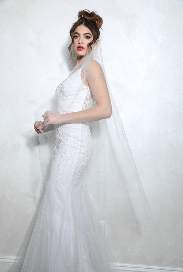 Mermaid Long Fitted Lace Applique Wedding Dress Eureka Fashion 9998