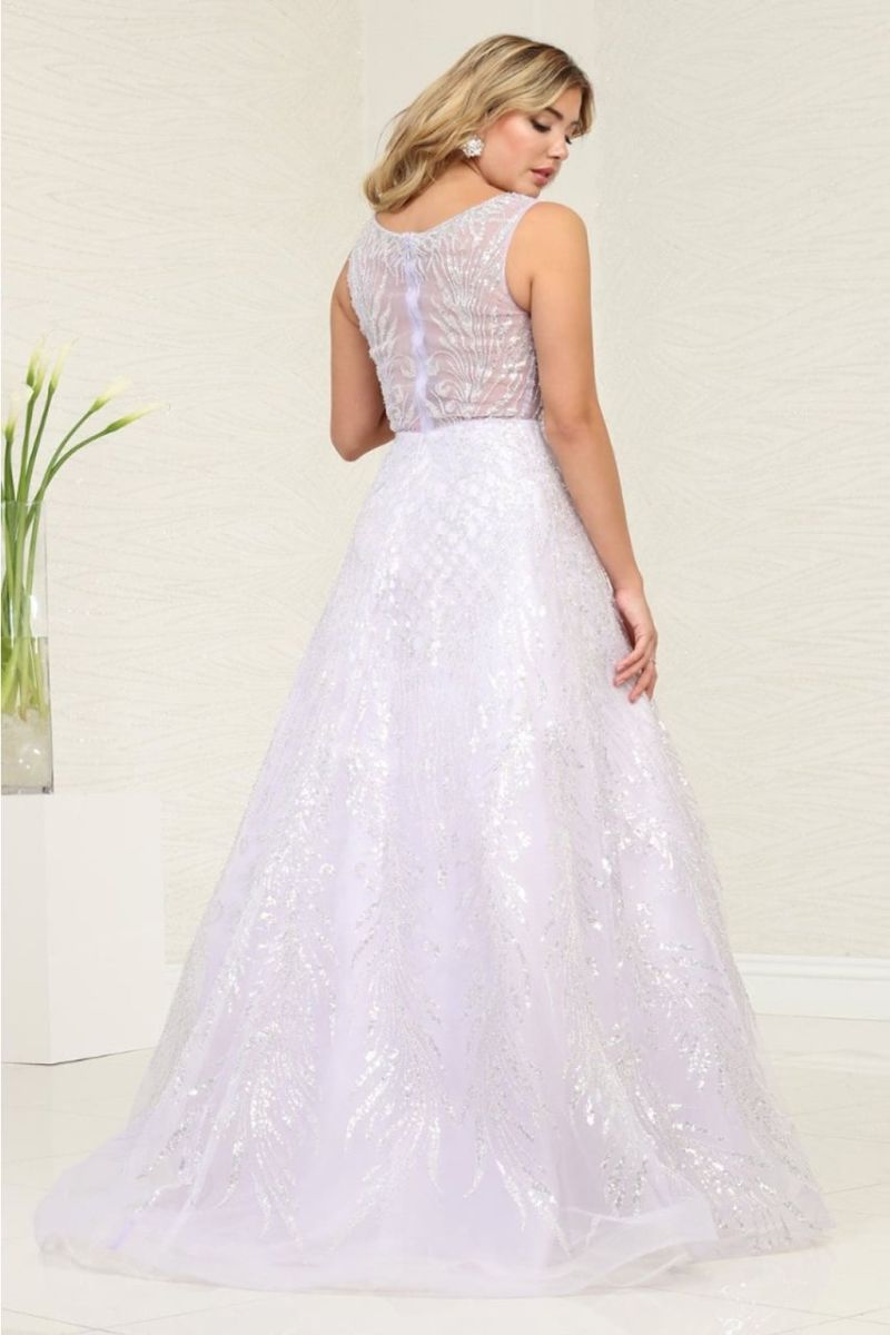 Illusion Floor-Length Tulle Prom A-Line May Queen RQ8081