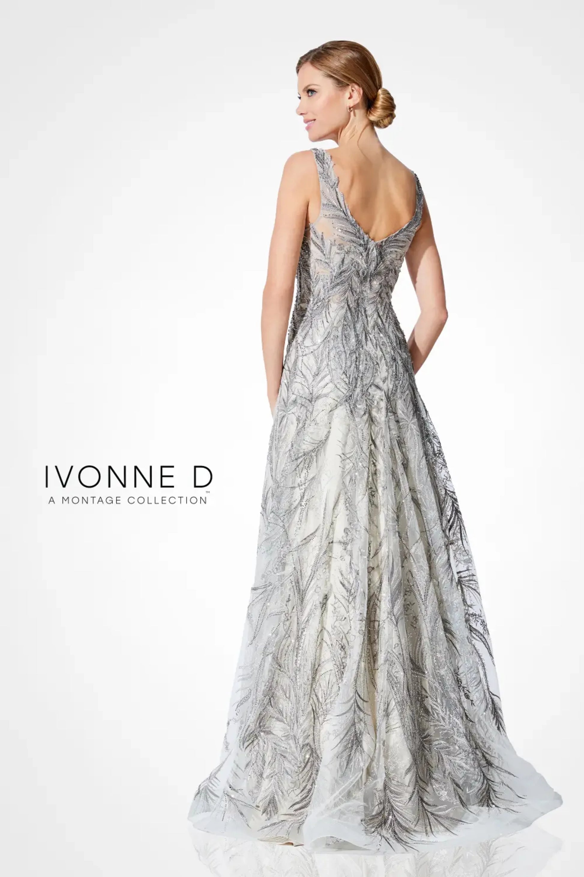 Ivonne D 221D45W Formal Long Plus Size Beaded A Line Dress