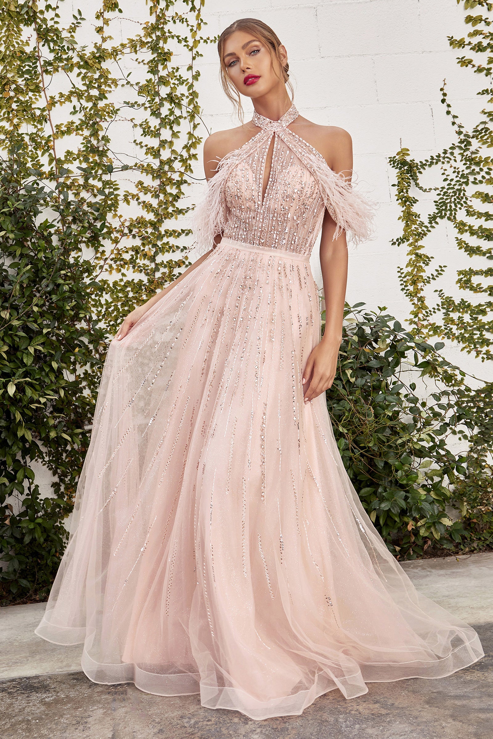 Andrea & Leo A1023 Feather Prom Long Dress