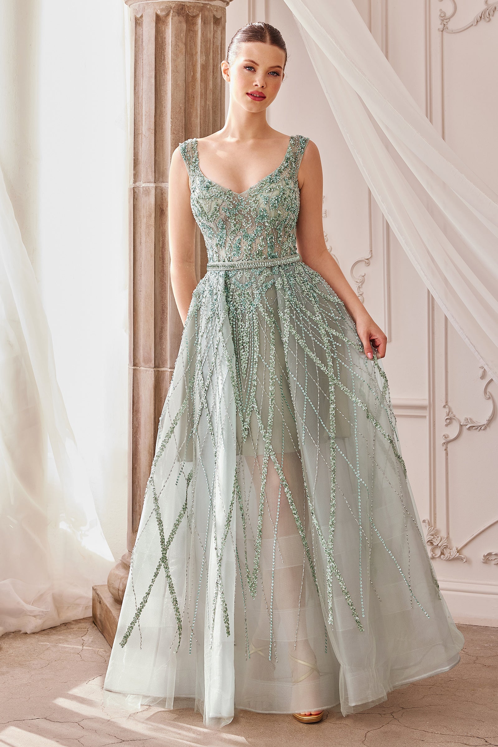 Andrea & Leo A1091 Long Formal Sleeveless Beaded Prom Gown
