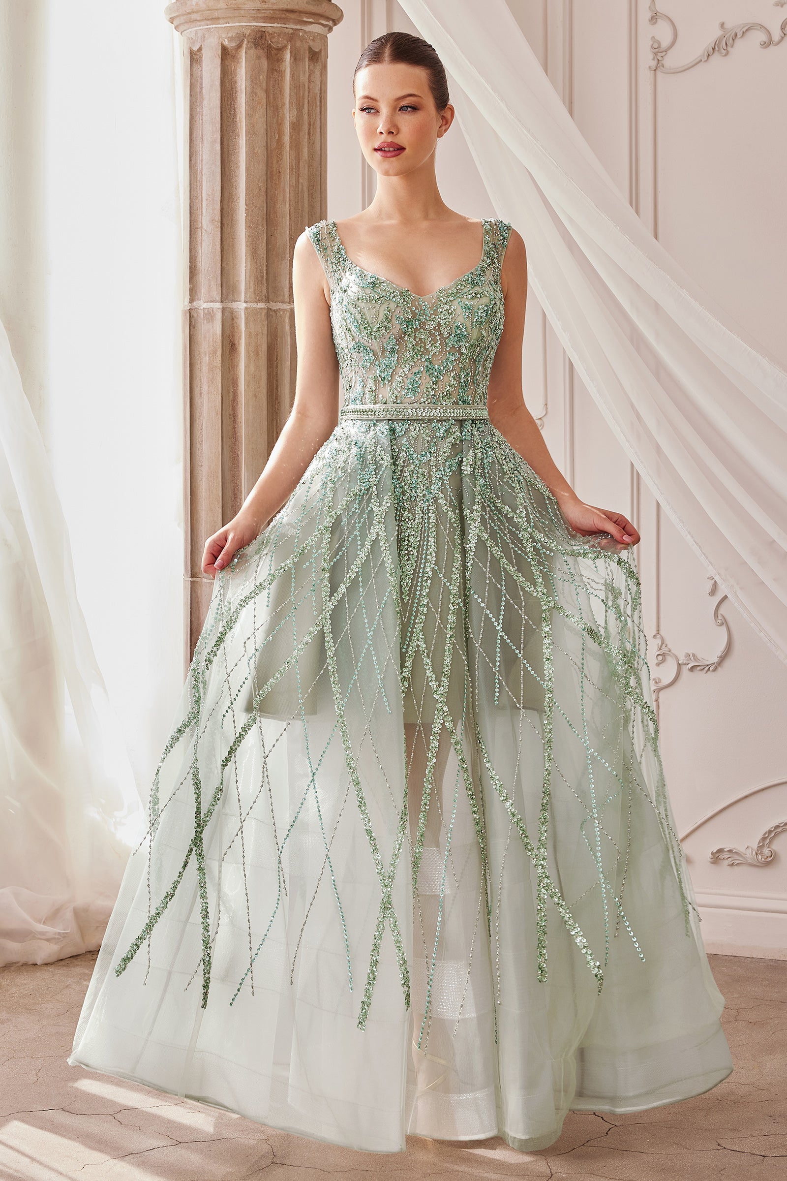 Andrea & Leo A1091 Long Formal Sleeveless Beaded Prom Gown
