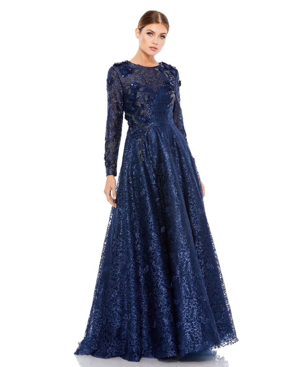 Long Sleeve Formal Dress A Line Mac Duggal A11121