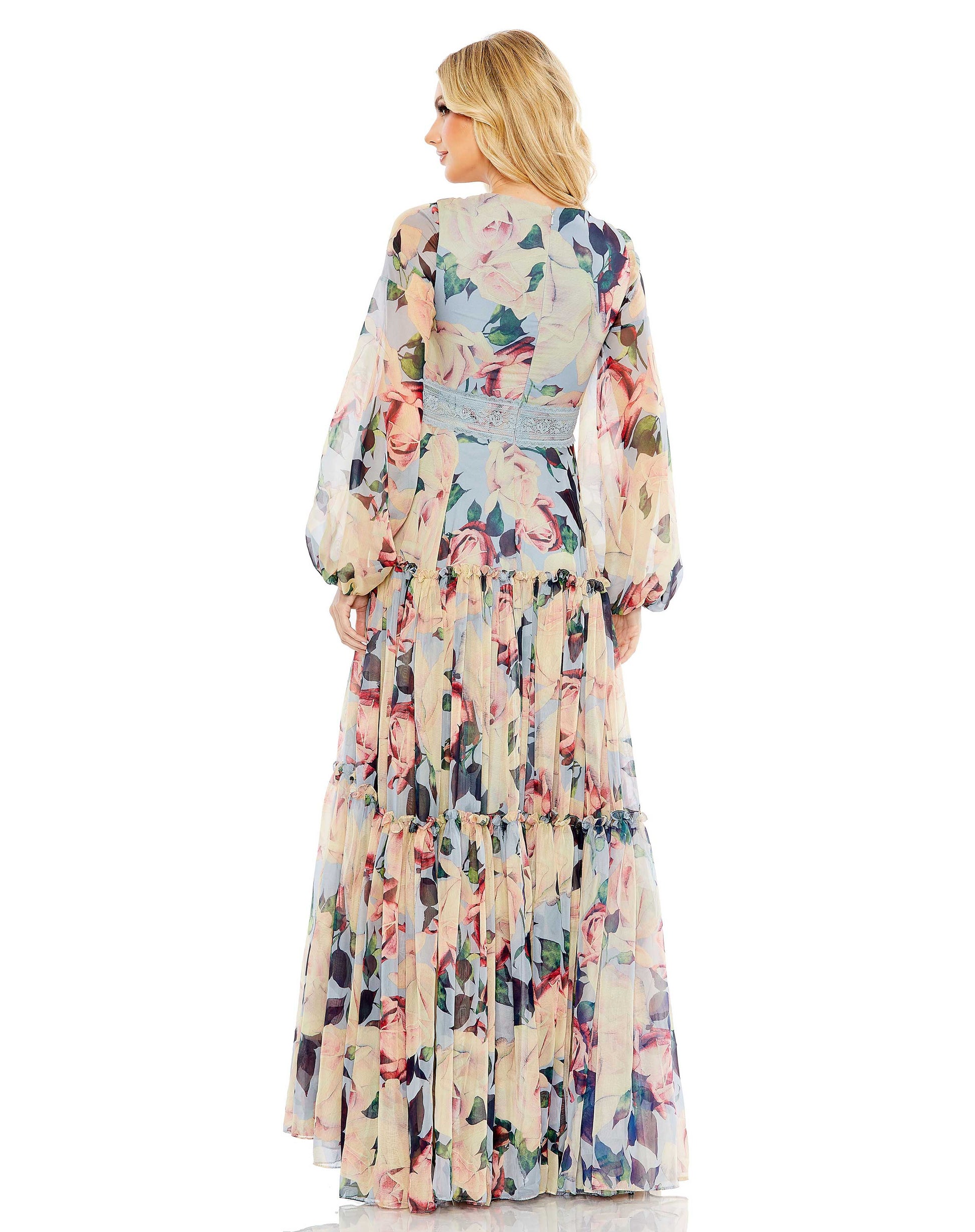 Mac Duggal A11401 Long Sleeve Floral A Line Formal Dress