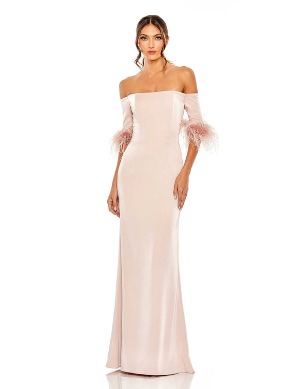 Feather Long Gown Fitted Formal Mac Duggal A11441
