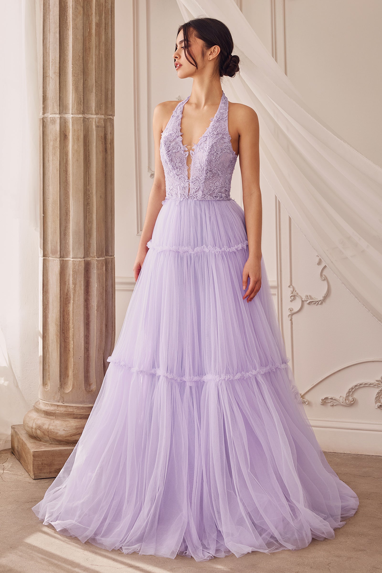 Andrea & Leo A1206 Long Halter A-Line Prom Dress The Dress Outlet Andrea & Leo A1206 Long Halter A-Line Prom Dress The Dress Outlet