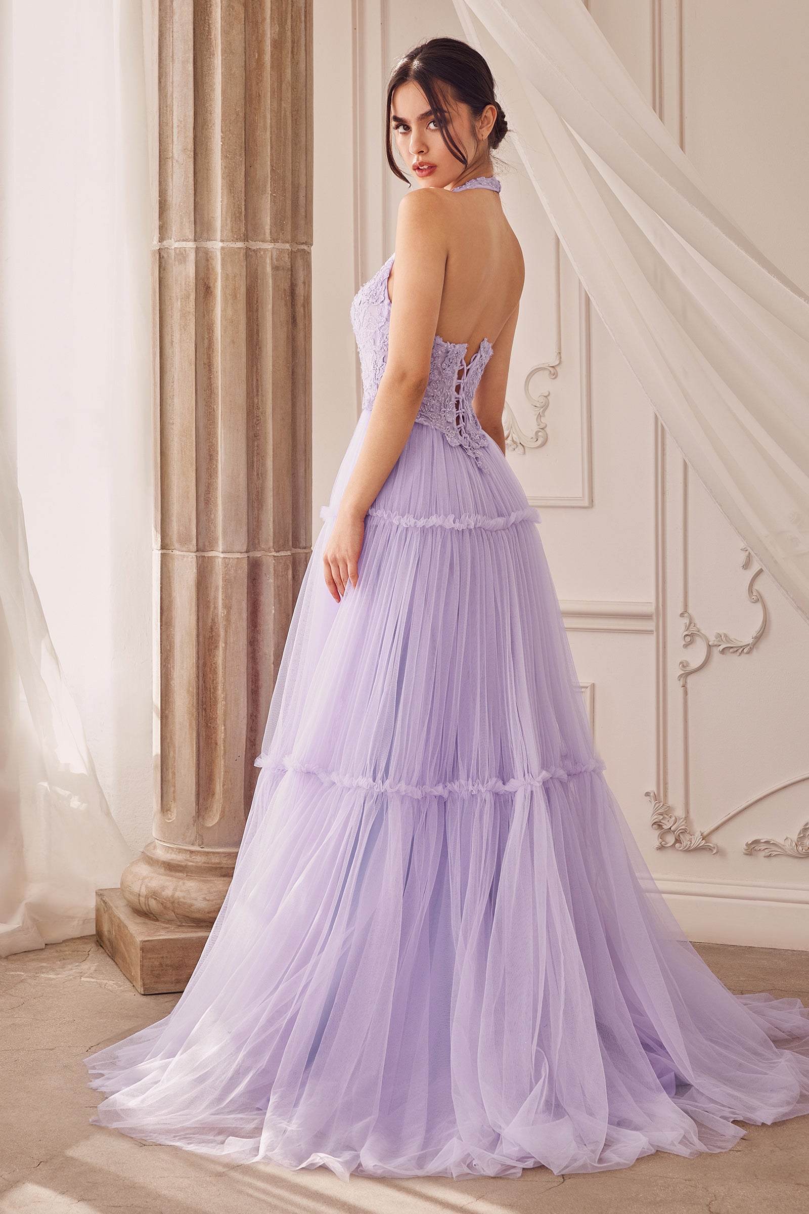 Andrea & Leo A1206 Long Halter A-Line Prom Dress – The Dress Outlet
