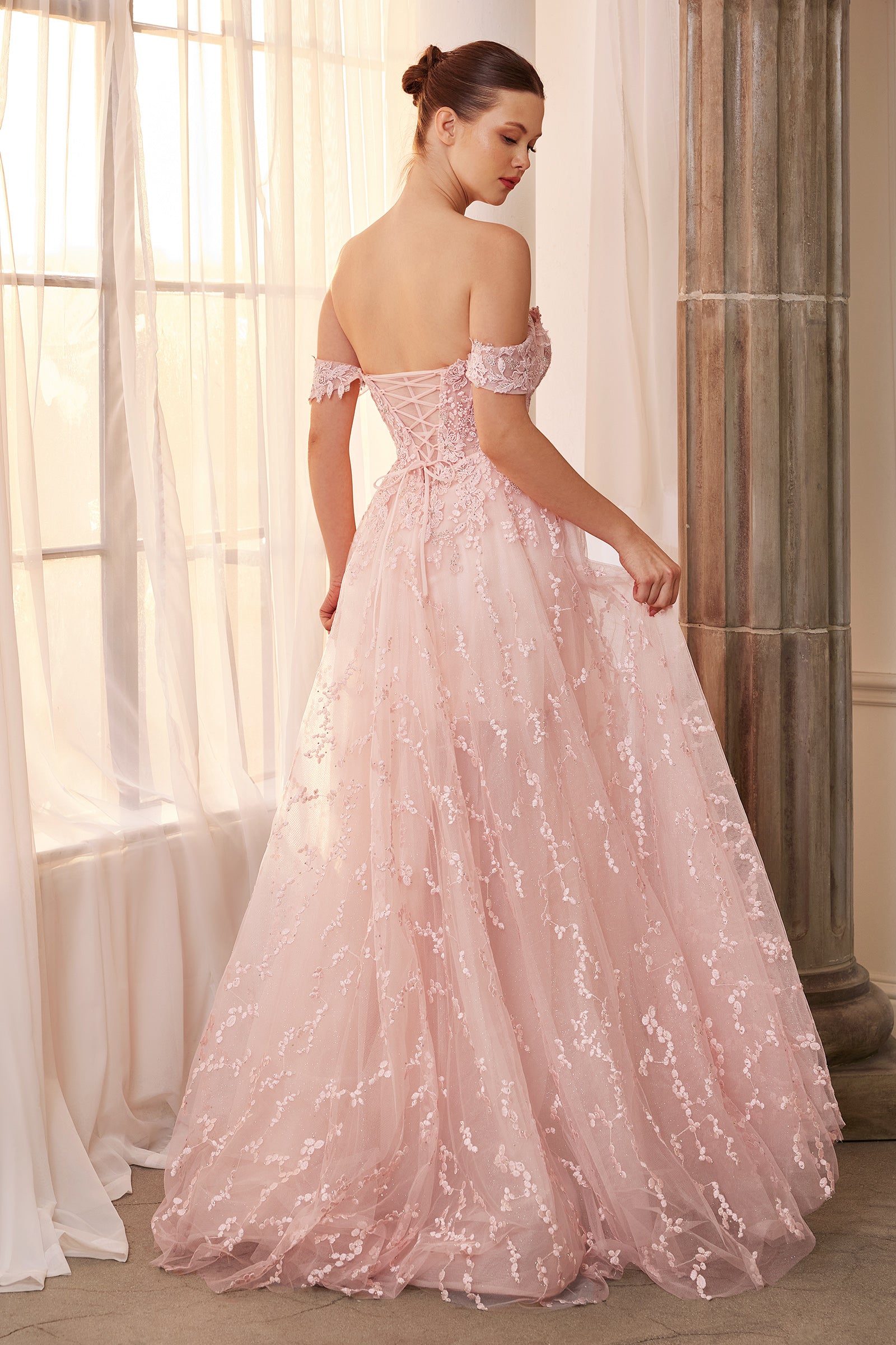 Andrea & Leo A1207 Long A-Line Off Shoulder Prom Dress