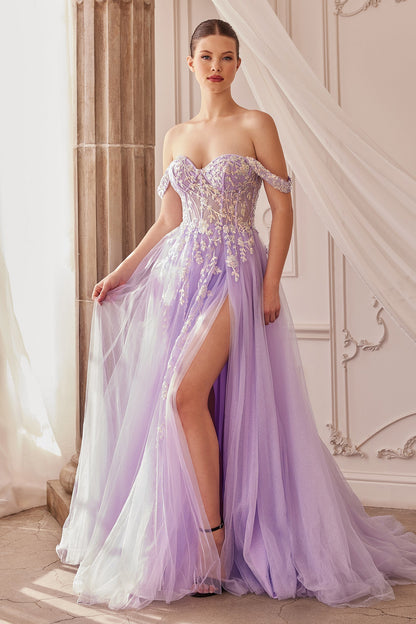 Andrea & Leo A1209 Off Shoulder Prom Dress Lavender