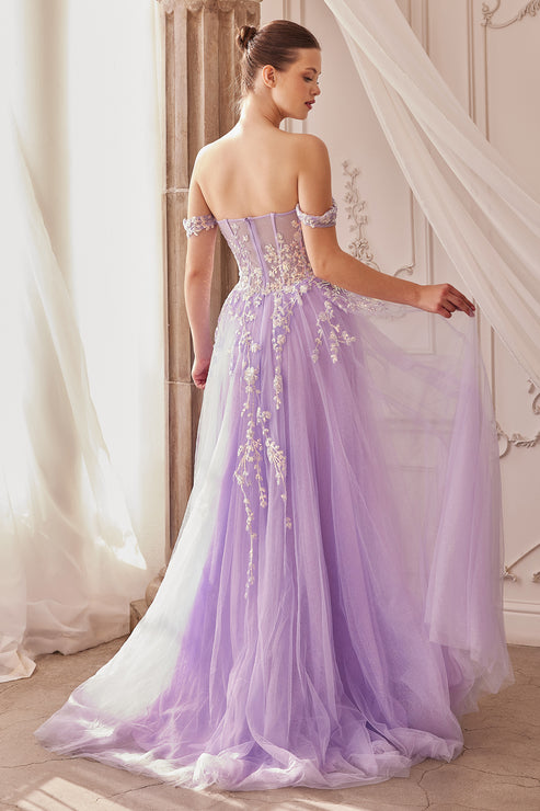 Lavender Andrea & Leo A1209 Off Shoulder Prom Dress for $420.0 – The Dress Outlet