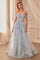 Prom Dresses Long Floral A Line Formal Prom Dress Dusty Blue