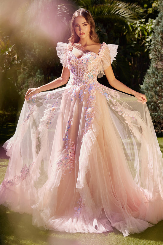 Blush Andrea & Leo A1340 3D Floral Formal Prom Long Ball Gown for $460. ...