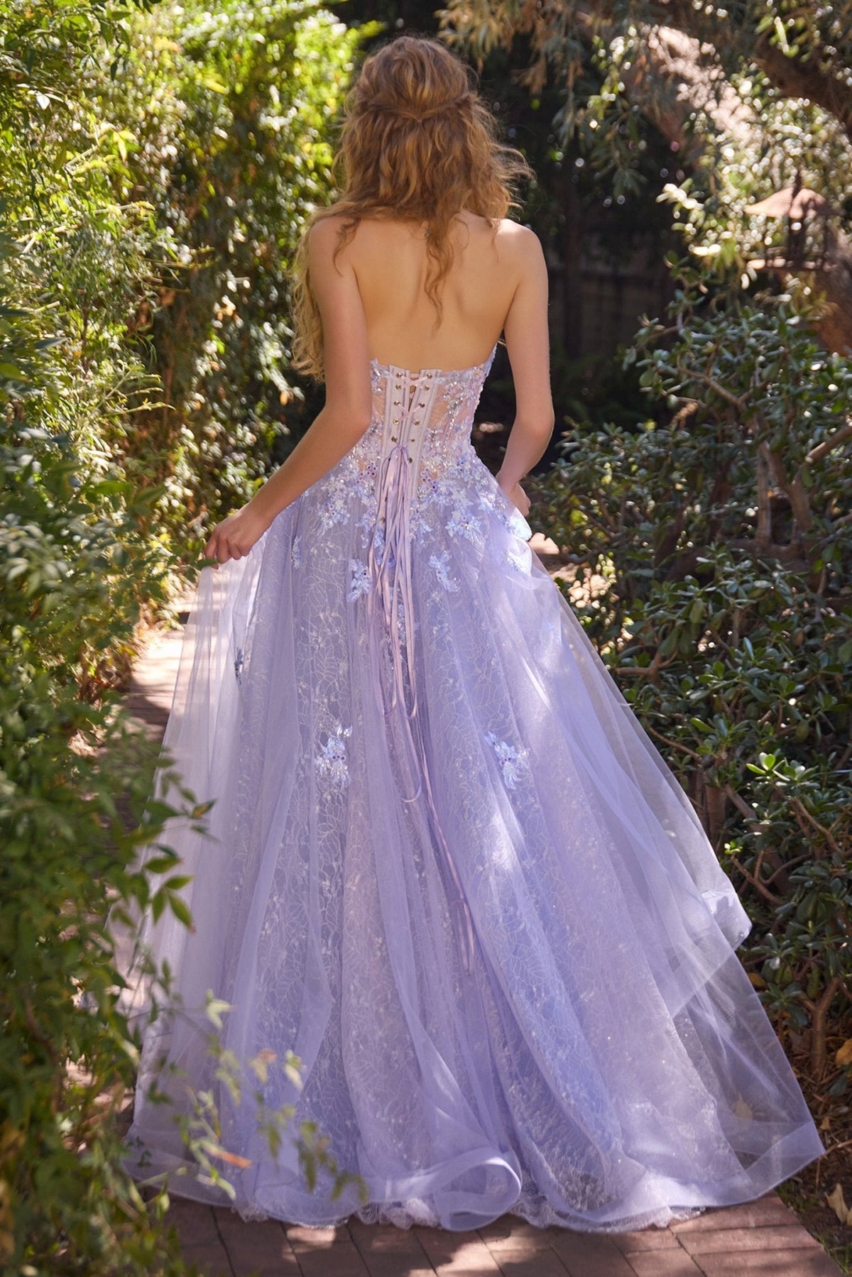 Andrea & Leo Strapless Floral Applique Corset Ball Gown A1537