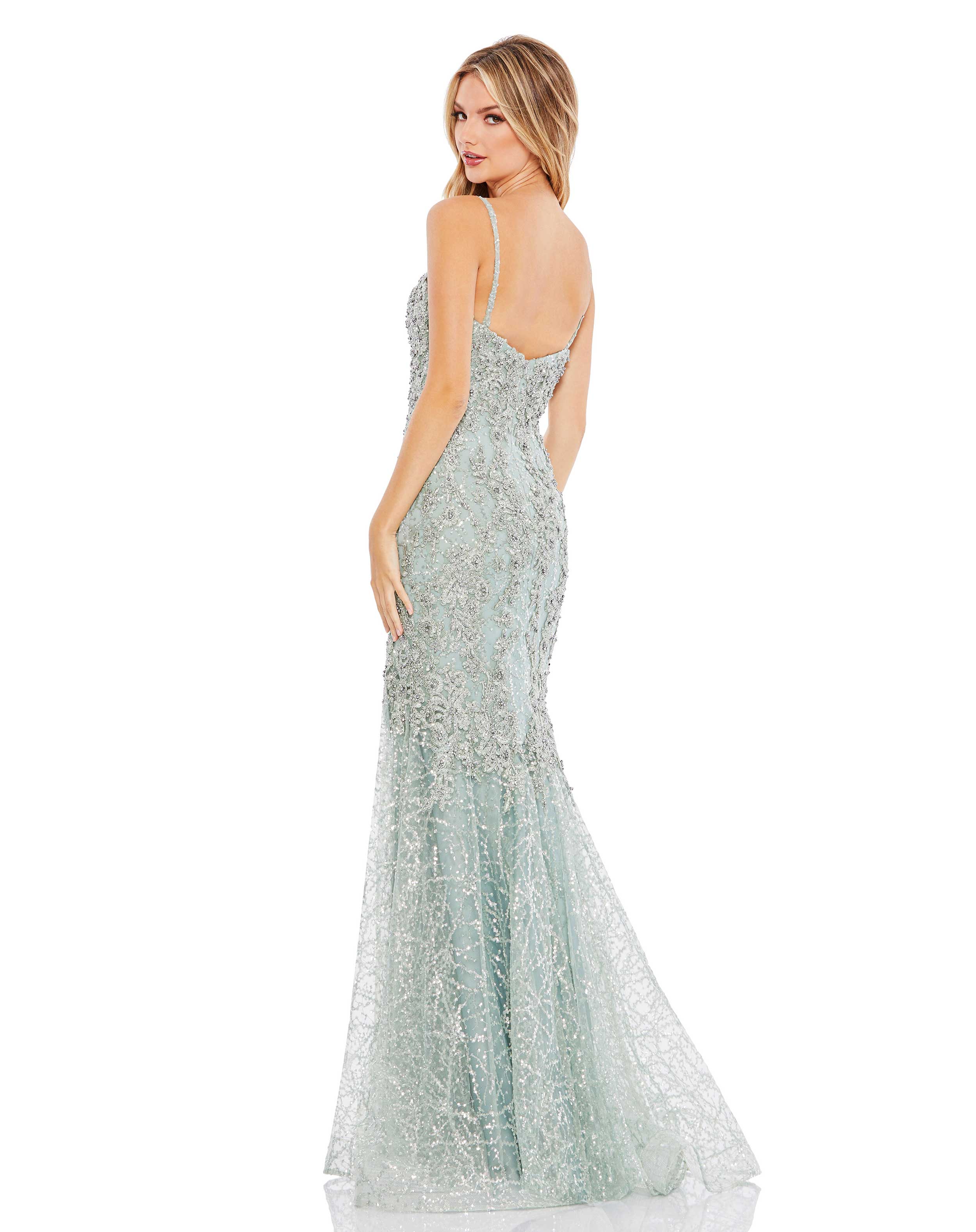 Prom Dresses Formal Prom Long Beaded Trumpet Gown Mint
