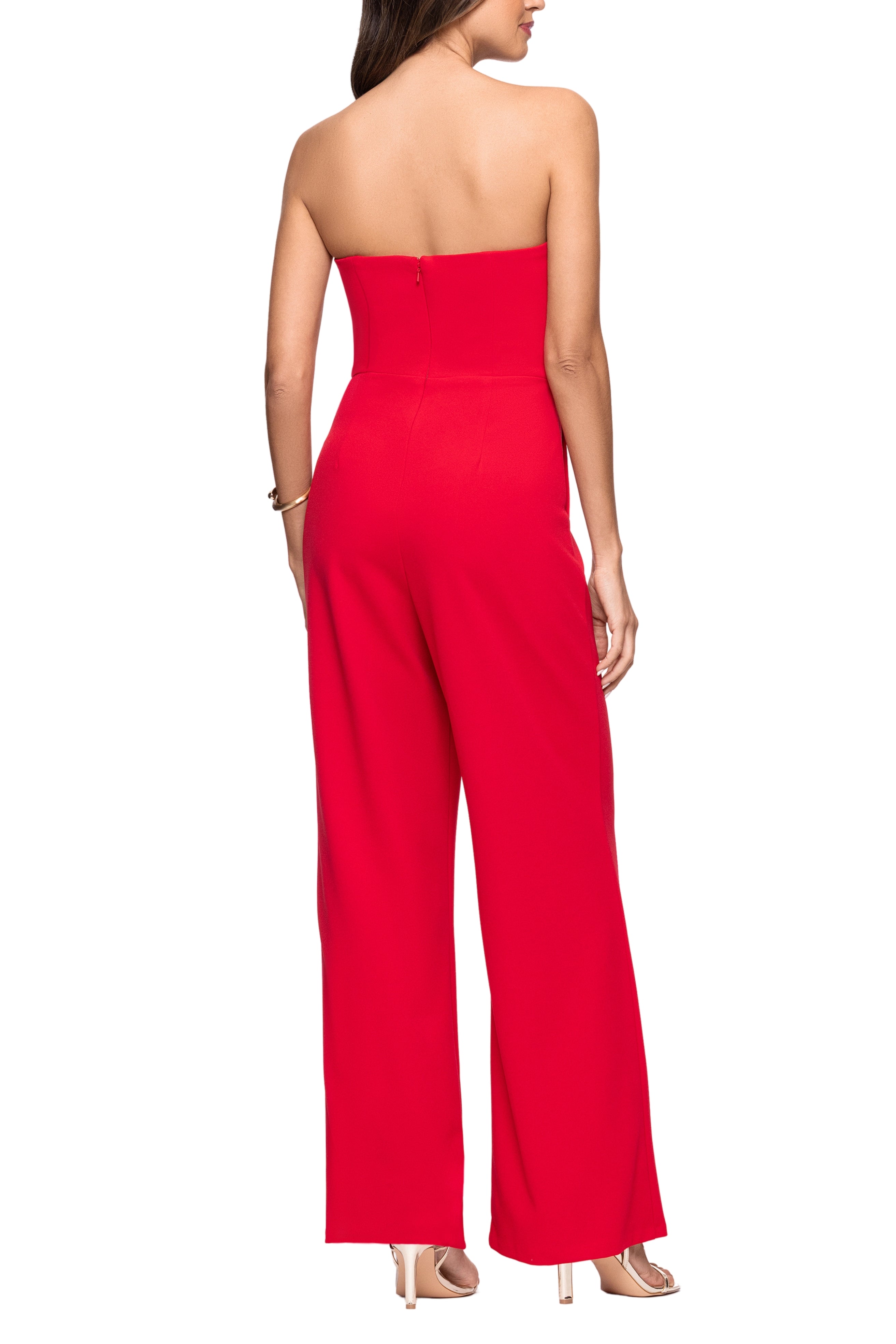 Strapless Floor Length Tuxedo Jumpsuit Back Zipper and Side Pockets Betsy &  Adam A26528 – The Dress Outlet