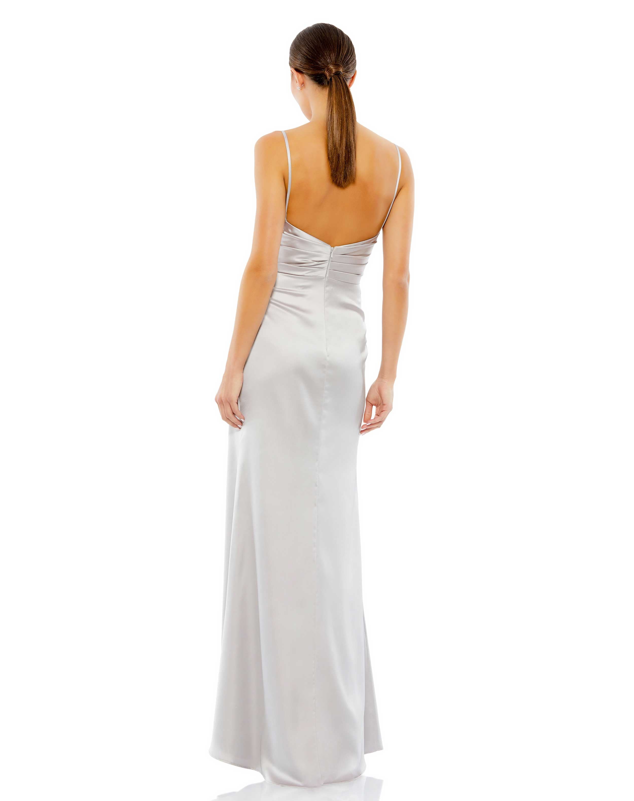 Prom Dresses Formal Wrap Long Fitted Prom Gown Platinum