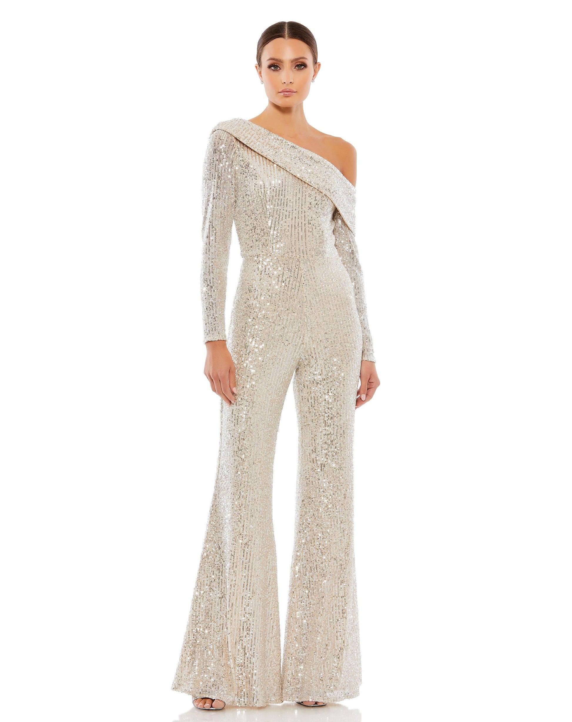 Mac Duggal A26596 Sequins Long Sleeve Formal Prom Jumpsuit
