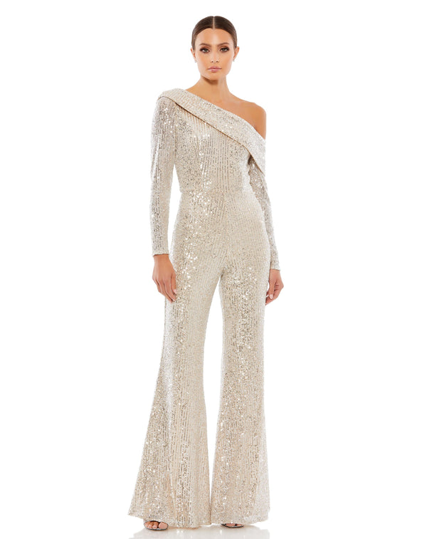 Sequins Long Sleeve Formal Prom Jumpsuit–Sequins Long Sleeve Formal Prom Jumpsuit–Mac Duggal A26596