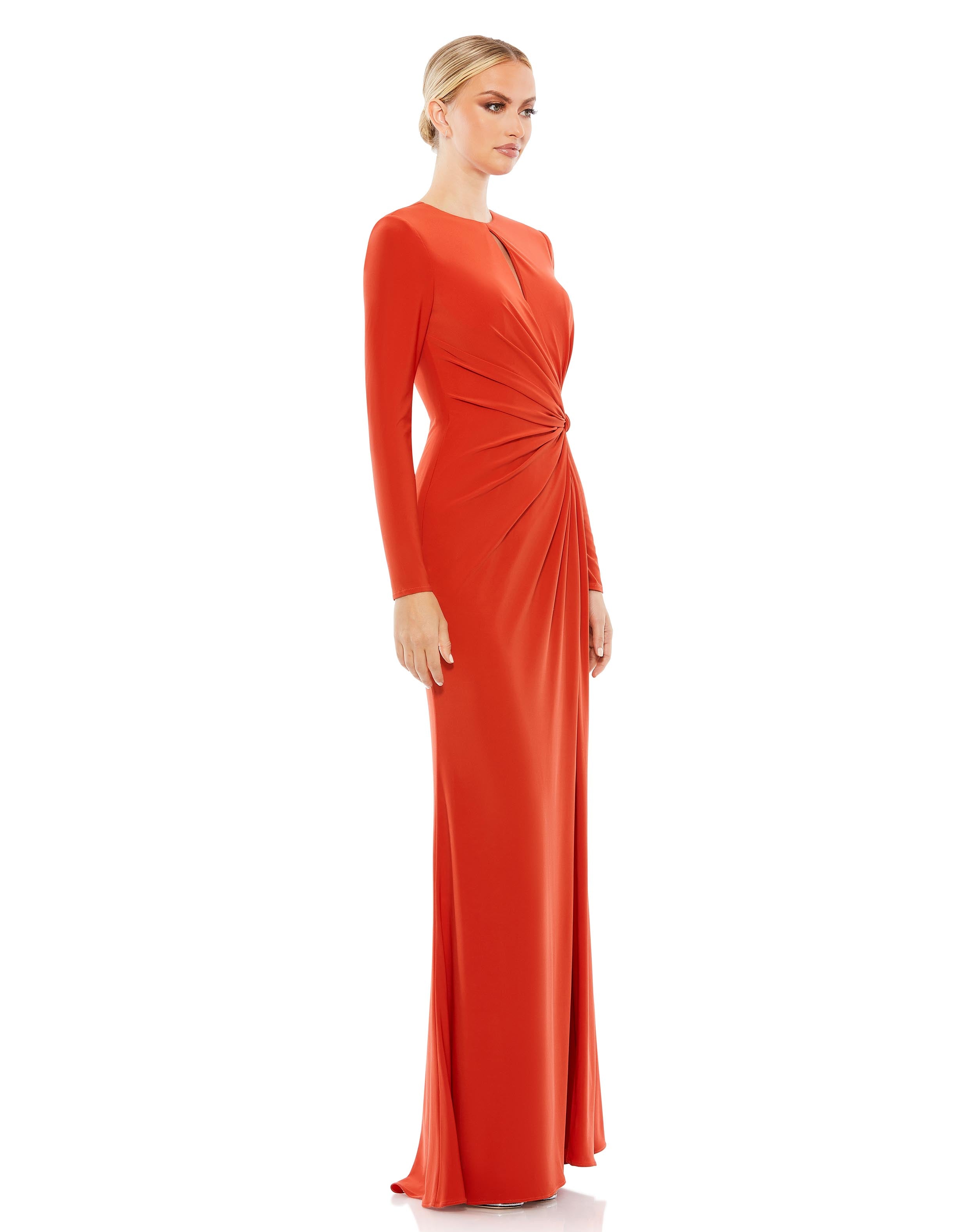 Formal Dresses Long Sleeve Formal Draped Gown Indigo