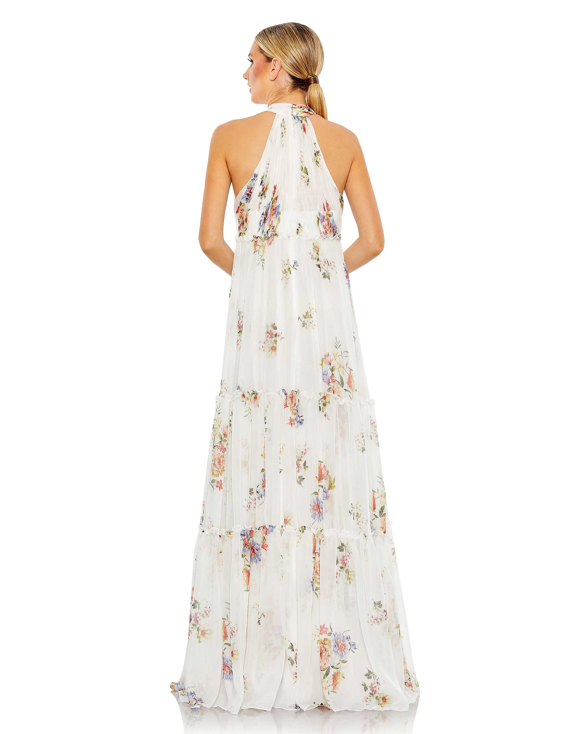 Mac Duggal A55814 Floral Print Long Formal Prom Dress