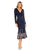 Formal Dresses Beaded Long Sleeve Tea Length Dress Midnight