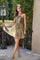 Cocktail Dresses Short Homecoming Metallic A Line Cocktail Dress Gold