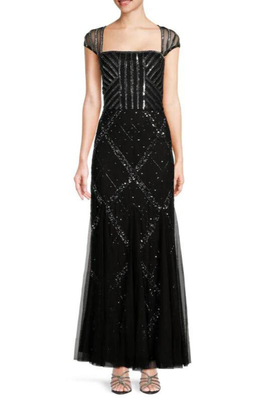 Adrianna Papell AD5E210703 Long Formal Beaded Evening Dress