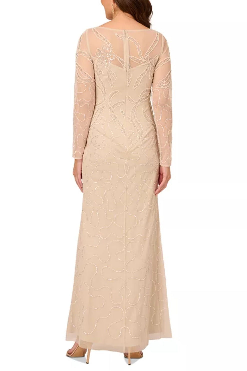 Adrianna Papell AD5E210709 Long Sleeve Beaded Formal Dress